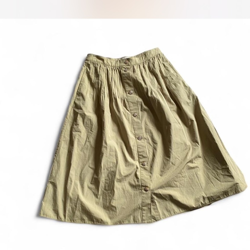 Madewell Muted Olive Button-Front Midi Skirt Sz 10 - Picture 6 of 9